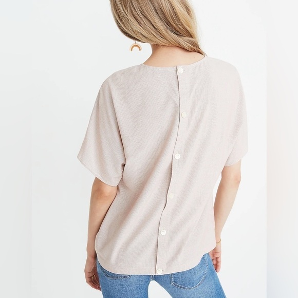 Madewell Striped Button-Back Short Sleeve T with Knot Tie Front Size S - Picture 2 of 8